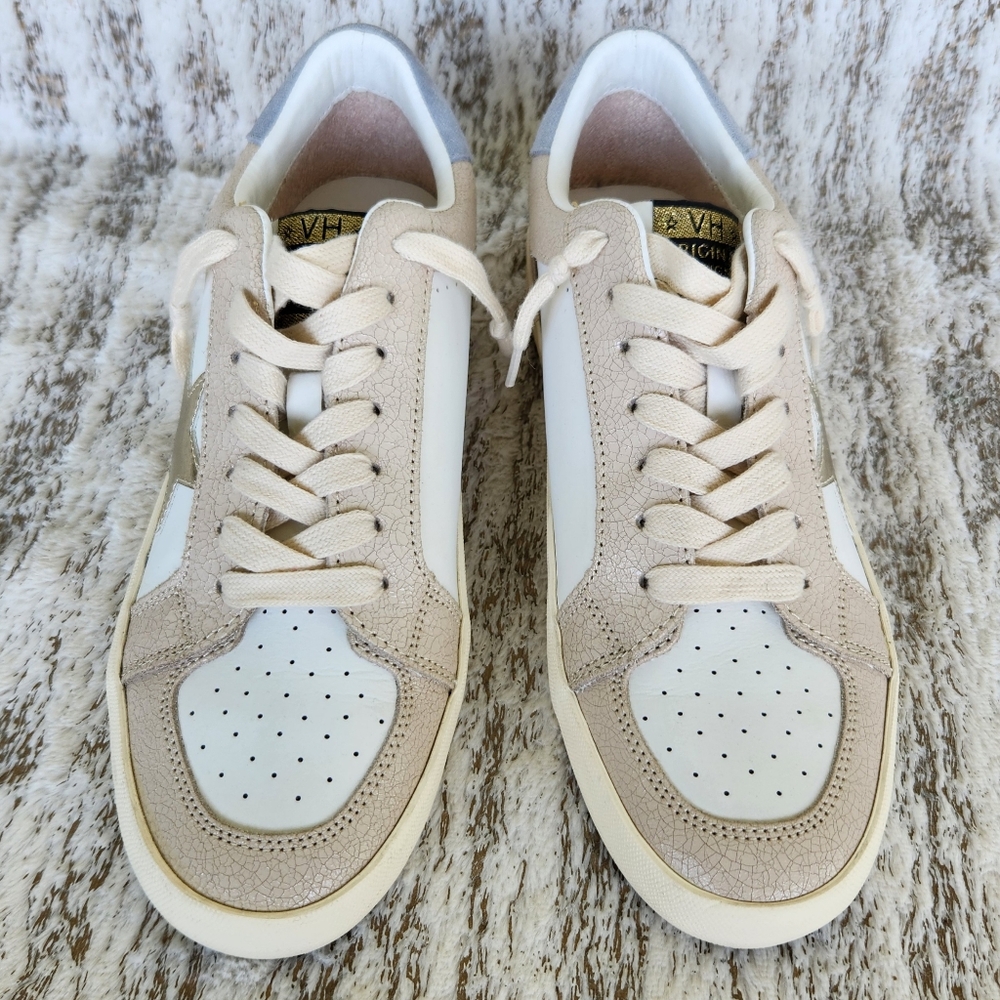 Vintage Havana "Reflex 11" Low Leather Sneakers Gold/Blush | Women's Size 11 - Picture 5 of 13